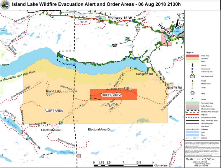 RDBN expands Evacuation Alert and Order zones for the Island Lake Wildfire