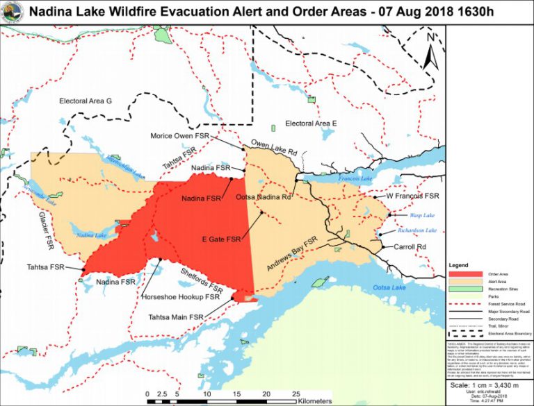 Nadina Lake Wildfire forces the RDBN to expand the Evacuation zones for a 2nd time