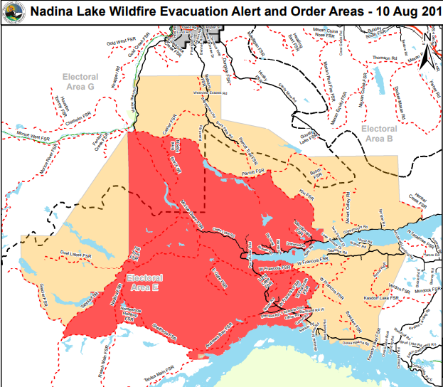 Evacuation order, alert updates for Nadina Lake fire