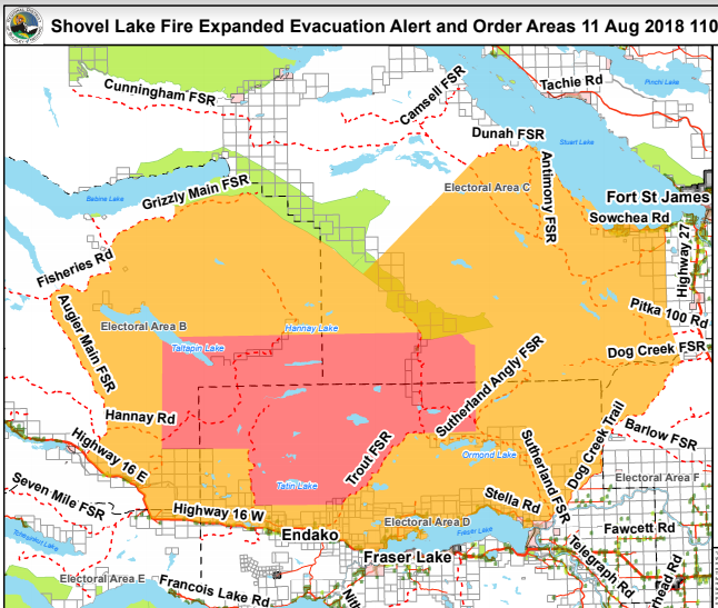 Shovel Lake Wildfire prompting an Evacuation Order and Alert expansion