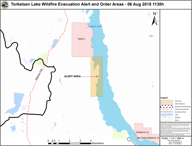 RDBN issues Evacuation Alert from Torkelsen Lake fire