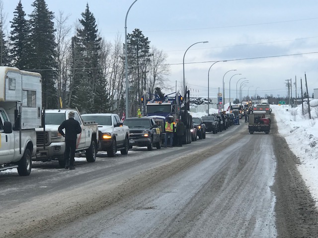 Convoy of vehicles meets at Civic Centre in support of resources