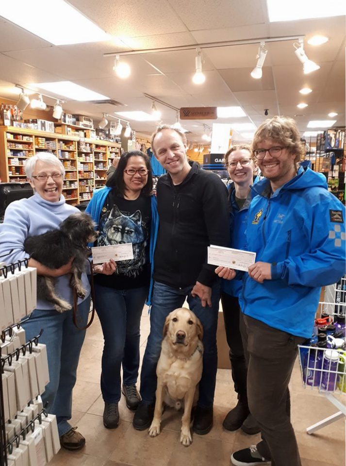 Outdoor Essentials hands over proceeds to Smithers Ski Patrol and Northwest Animal Shelter