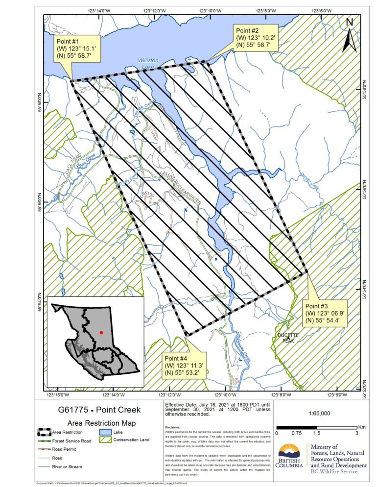 Access to Point Creek area restricted due to wildfire