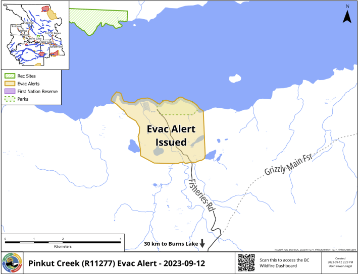 Evacuation Alert issued 30 km north of Burns Lake