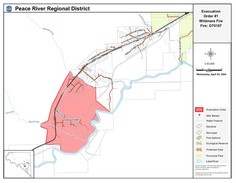 Out-of-control wildfire near Chetwynd leads to Evacuation Order, Alert
