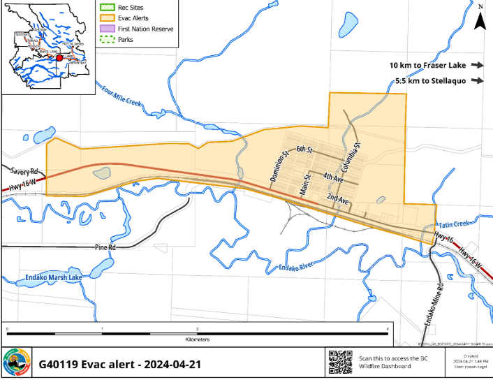 Evacuation alert rescinded for Endako