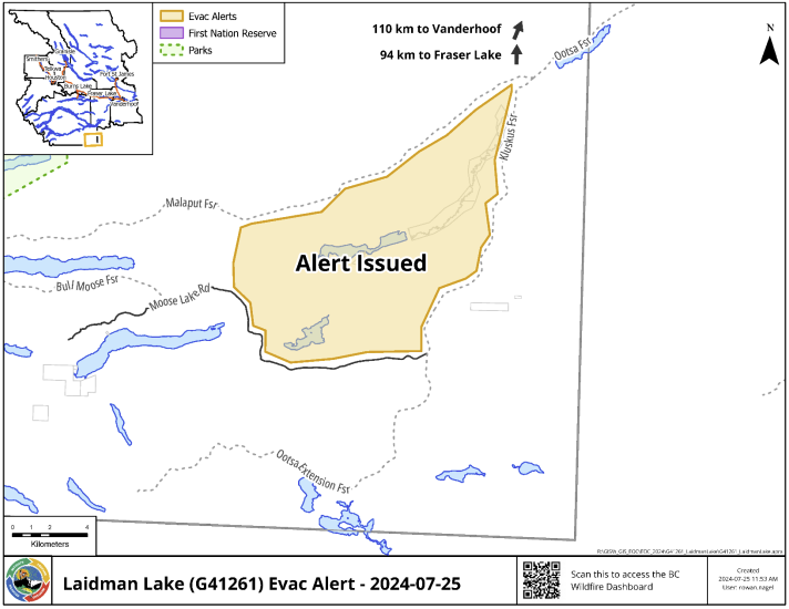 Regional District of Bulkley-Nechako downgrades Laidman Lake area to Evacuation Alert