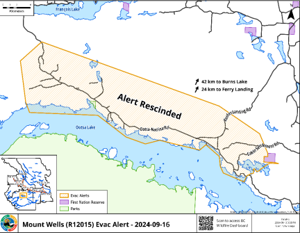 Ootsa Lake evacuation alerts rescinded
