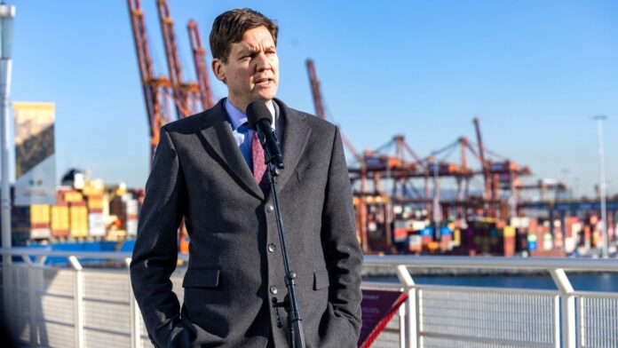 Premier David Eby talks about the threat of U.S. tariffs on January 28, 2025 | BC Government photo